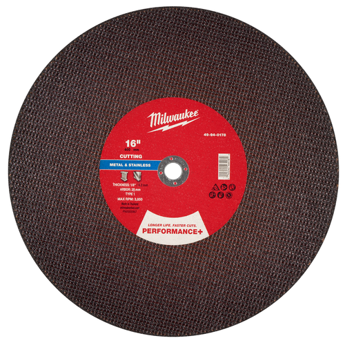 16" x 1/8" x 20mm Performance+ Metal Cut Off Wheel - Type 1 49-94-0178