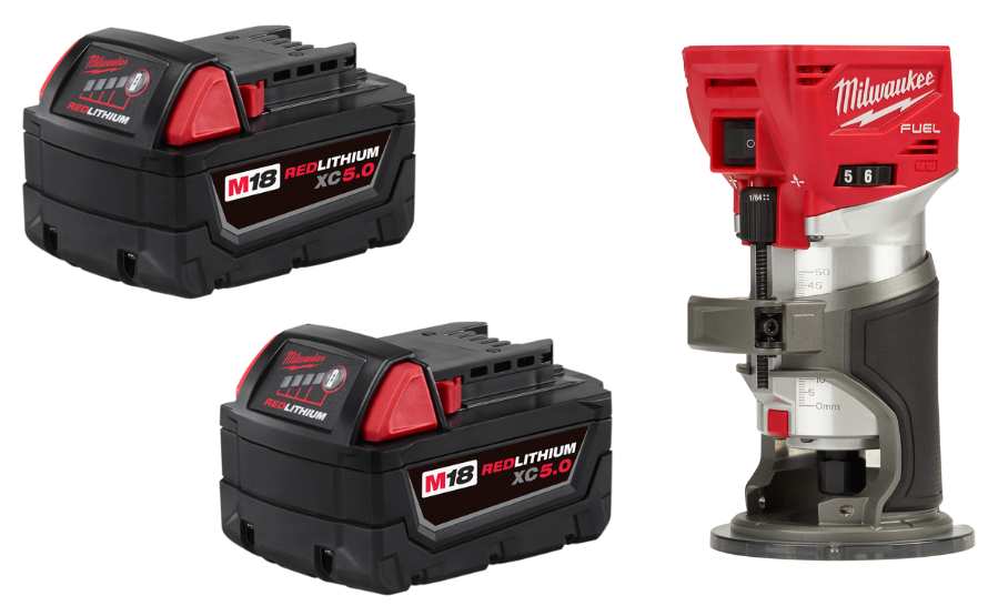 Milwaukee 48-11-1852 2 Pack of M18 5.0 Batteries w/ FREE M18 Compact Router 2723-20