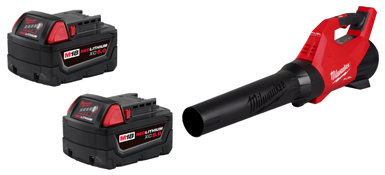 Milwaukee 48-11-1852 2 Pack of M18 5.0 Batteries w/ FREE M18 Blower 3017-20