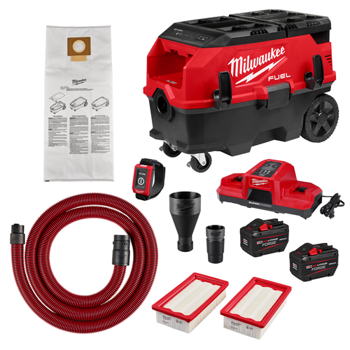Milwaukee M18 FUEL 9 Gallon Dual Battery Dust Extractor 0888-22HD with PACKOUT compatibility and VACLINK