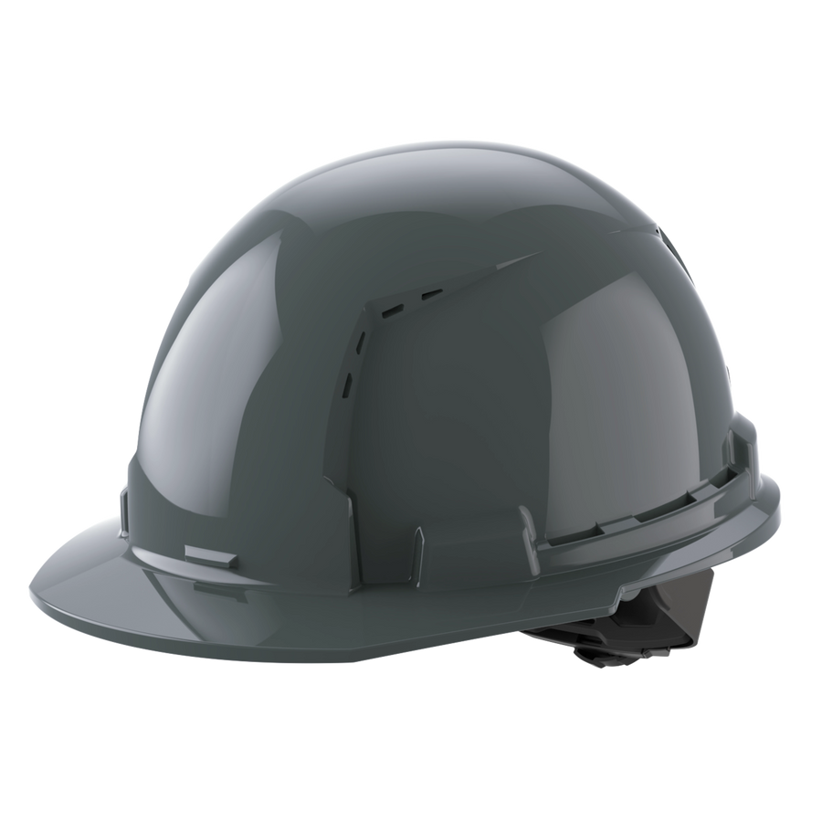 Milwaukee BOLT Vented Hard Hat w/ Ratcheting Suspension - Type 1, Class C, Gray, front brim