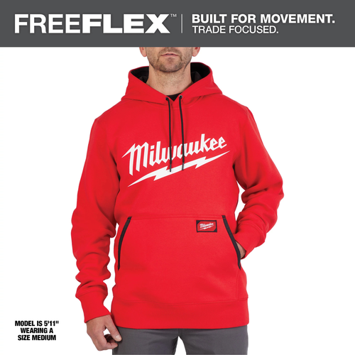 Milwaukee FREEFLEX Big Logo Midweight Hoodie, Red