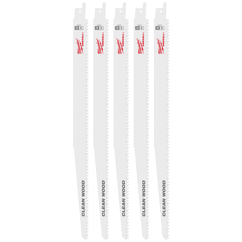 12" 6 TPI Fleam Ground SAWZALL Blade for Clean Wood (5 PK) 48-00-5017