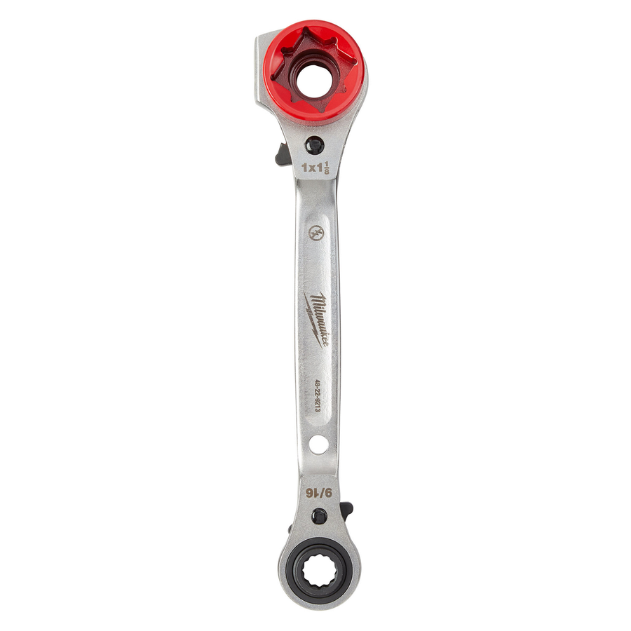 Milwaukee Lineman's 5-in-1 Ratcheting Wrench 48-22-9216 forged steel wrench with built-in hammer