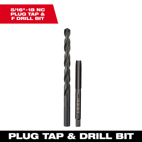 5/16"-18 NC Straight Flute Plug Tap & F Drill Bit 49-57-5542