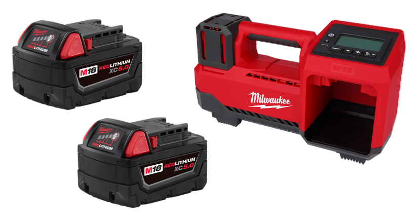 Milwaukee 48-11-1852 2 Pack of M18 5.0 Batteries w/ FREE M18 Tire Inflator