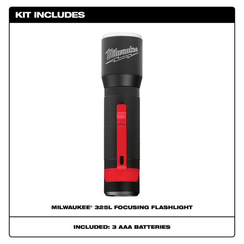 Milwaukee 325L Focusing Flashlight 2107 with the (3) AAA batteries included