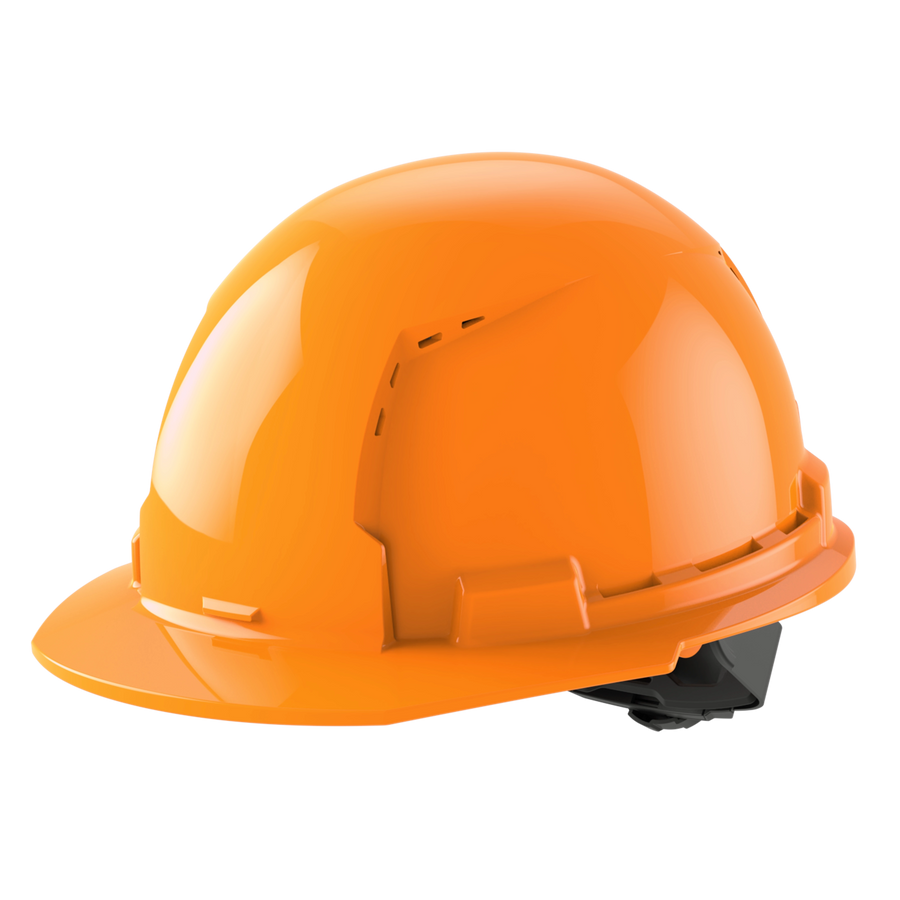 Milwaukee BOLT Vented Hard Hat w/ Ratcheting Suspension - Type 1, Class C, Orange, front brim