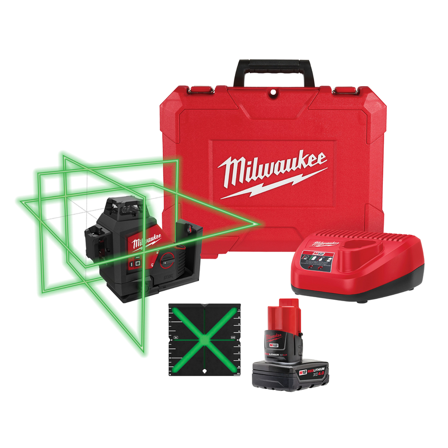 Milwaukee M12 Green 360 Degree 3-Plane Laser Kit 3632-21