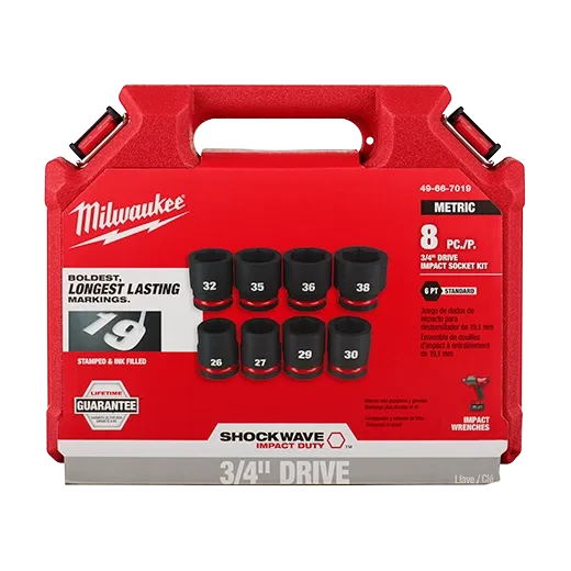 8PCSHOCKWAVE Impact Duty™ 3/4" Drive Metric Standard 6 Point Socket Set
