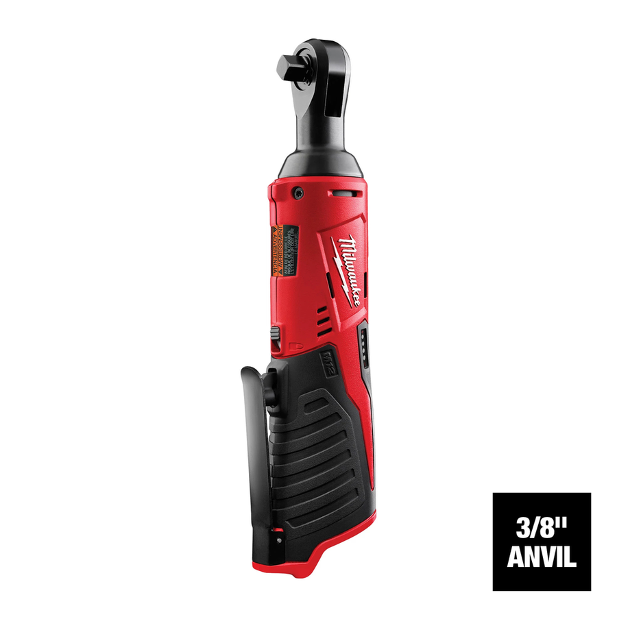 Milwaukee M12 3/8 inch cordless ratchet, model 2457-20, in black and red