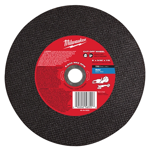 9" x 3/32" x 7/8" Cut-Off Wheel (Type 1) (49-94-9000)