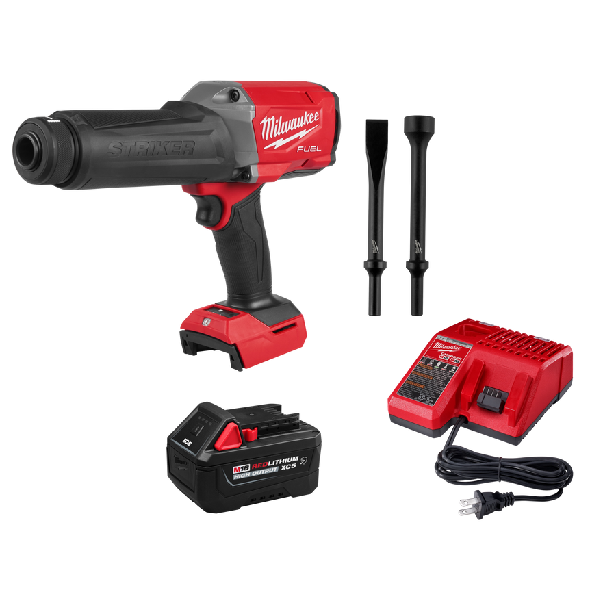 Milwaukee M18 FUEL STRIKER Hammer Chisel Kit 3771-21 with battery, charger and chisel bits