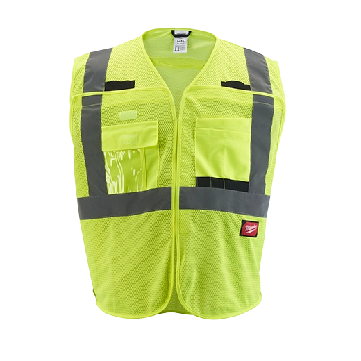Milwaukee Class 2 Breakaway High Visibility Mesh Safety Vest, Yellow