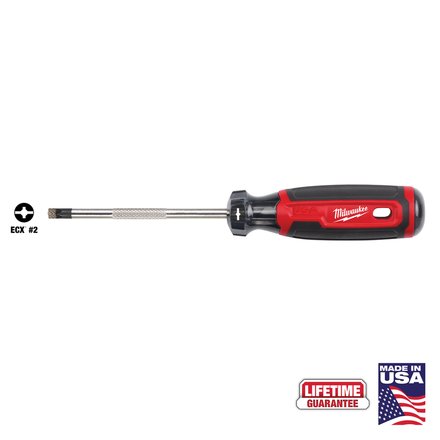 Milwaukee #2 ECX 4 inch Cushion Grip Screwdriver, model MT216, USA-made with cushion grip handle