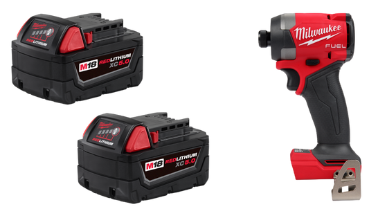 Milwaukee 48-11-1852 2 Pack of M18 5.0 Batteries w/ FREE M18 Impact 2953-20