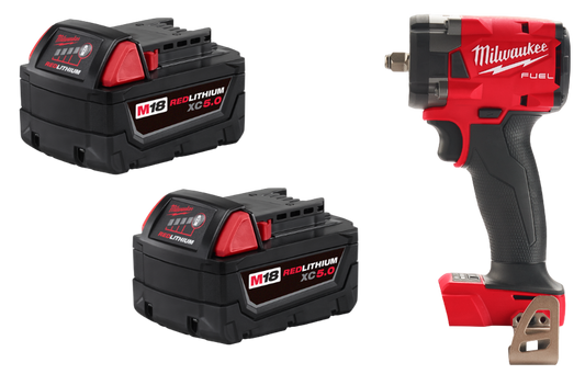 Milwaukee 48-11-1852 2 Pack of M18 5.0 Batteries w/ FREE M18 Impact Wrench 2854-20