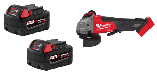 Milwaukee 48-11-1852 2 Pack of M18 5.0 Batteries w/ FREE M18 4 1/2-5" Grinder 2880-20