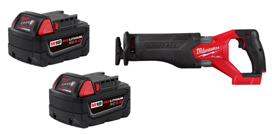 Milwaukee 48-11-1852 2 Pack of M18 5.0 Batteries w/ FREE M18 SAWZALL 2821-20