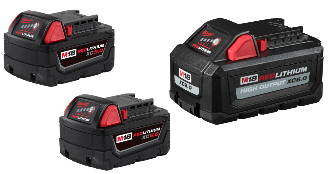 Milwaukee 48-11-1852 2 Pack of M18 5.0 Batteries w/ FREE M18 High Output 6.0 Battery 48-11-1865