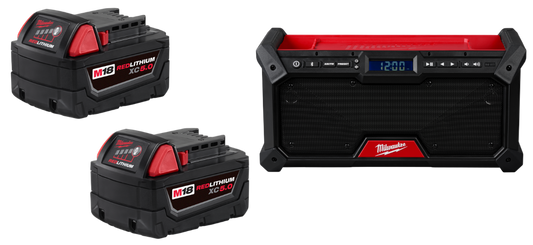Milwaukee 48-11-1852 2 Pack of M18 5.0 Batteries w/ FREE M18 Bluetooth Jobsite Radio 2952-20