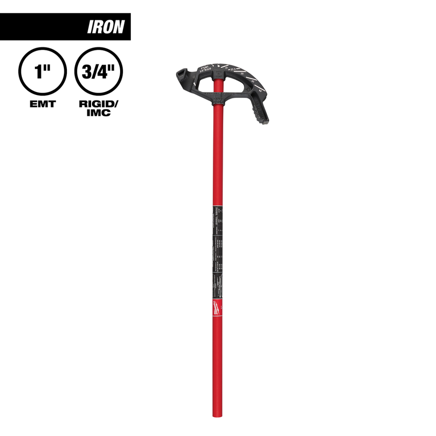 Milwaukee 1" EMT Iron Conduit Bender 48-22-4082 with heavy-duty iron shoe and cast-in angle references