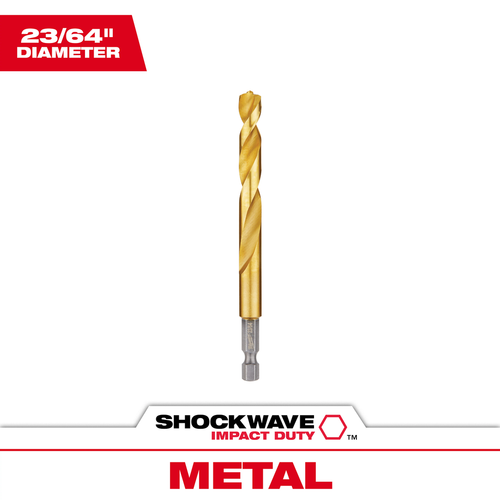 23/64" SHOCKWAVE Impact Duty RED HELIX Titanium Drill Bit 48-89-4620