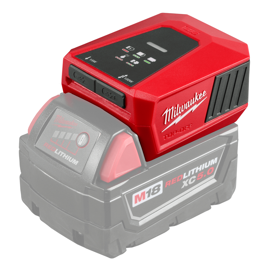 Milwaukee M18 TOP-OFF Charger and Power Supply 2847-20 with 100W cable and 65W wall adaptor