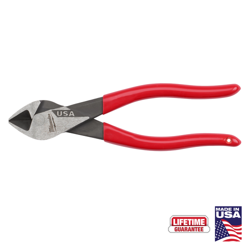 Milwaukee 7 inch Diagonal Dipped Grip Cutting Pliers (USA), model MT507, press-forged steel with red dipped grip and split-ring tether hole