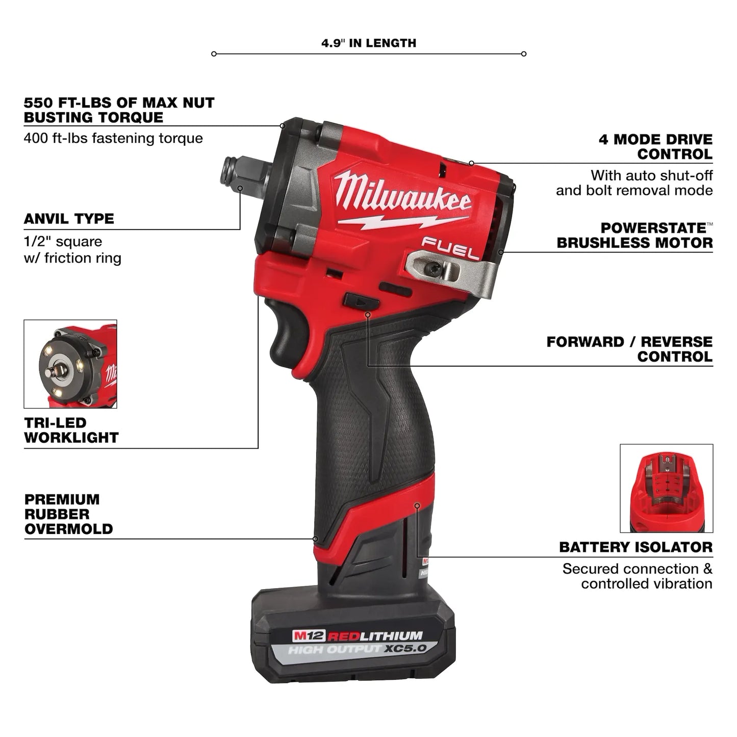 M12 FUEL™ Stubby 1/2" Impact Wrench Kit