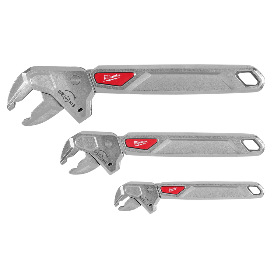 Milwaukee 3PC Ratcheting Adjustable Wrench Set 48-22-7422 with 6, 8 and 10 inch ratcheting adjustable wrenches