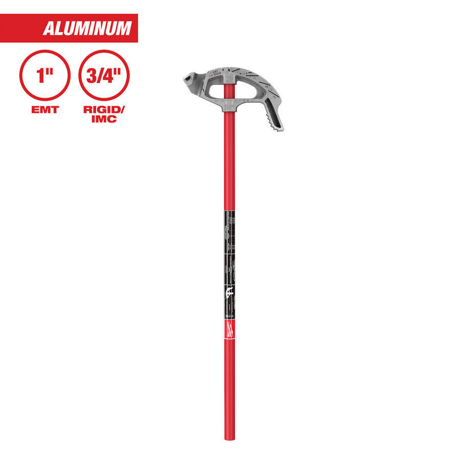 Milwaukee 1" EMT Aluminum Conduit Bender 48-22-4072 with red and gray aluminum shoe and handle