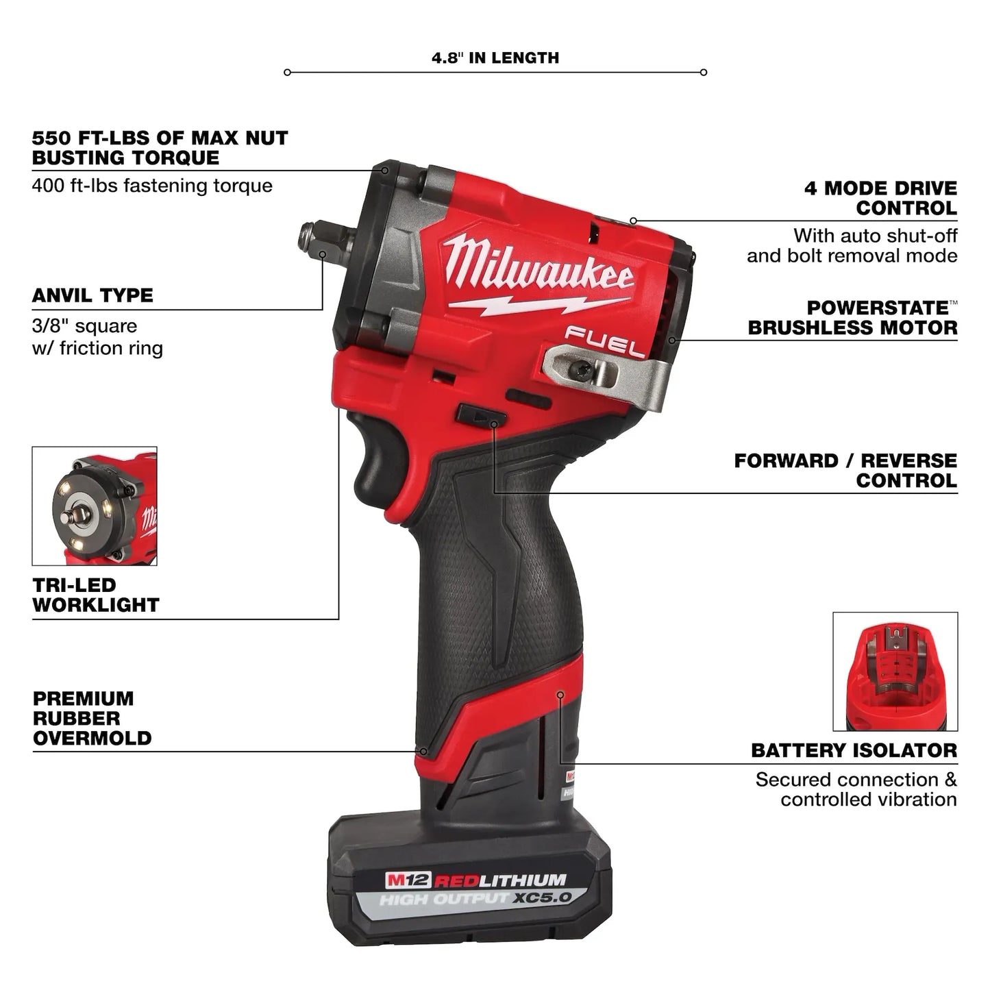 M12 FUEL™ Stubby 3/8" Impact Wrench Kit