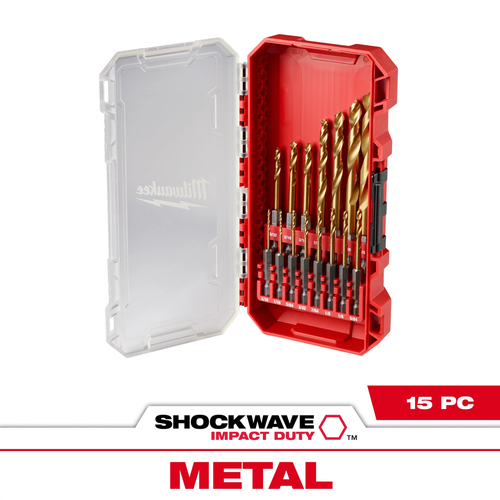 15PC SHOCKWAVE Impact Duty RED HELIX Titanium Drill Bit Set 48-89-4670