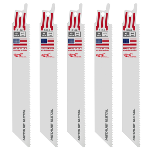 6" 14 TPI SAWZALL Blade for Medium Metal (25 PK) 48-00-8182
