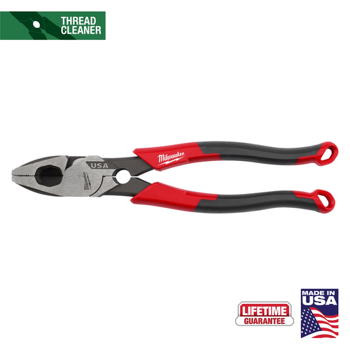 Milwaukee MT550T 9-inch Lineman's Comfort Grip Pliers with integrated thread cleaner, made in USA