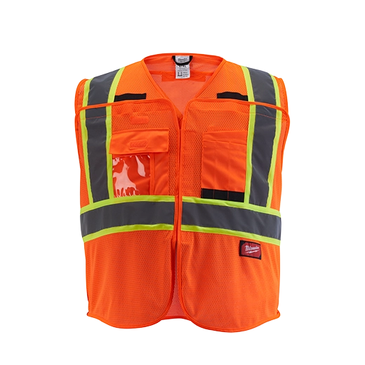 Milwaukee Class 2 Breakaway High Visibility Orange Mesh Safety Vest - 4XL/5XL (ANSI/CSA) 48-73-5178C