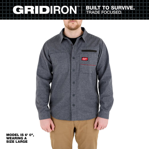 Milwaukee GRIDIRON Solid Flannel Shirt, Gray