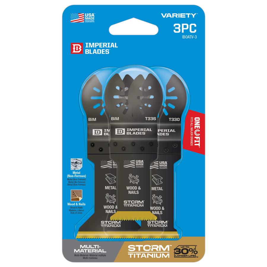 IMPERIAL BLADES ONE-FIT STORM Titanium Metal/Wood Variety Pack, 3PC (IBOATV-3)