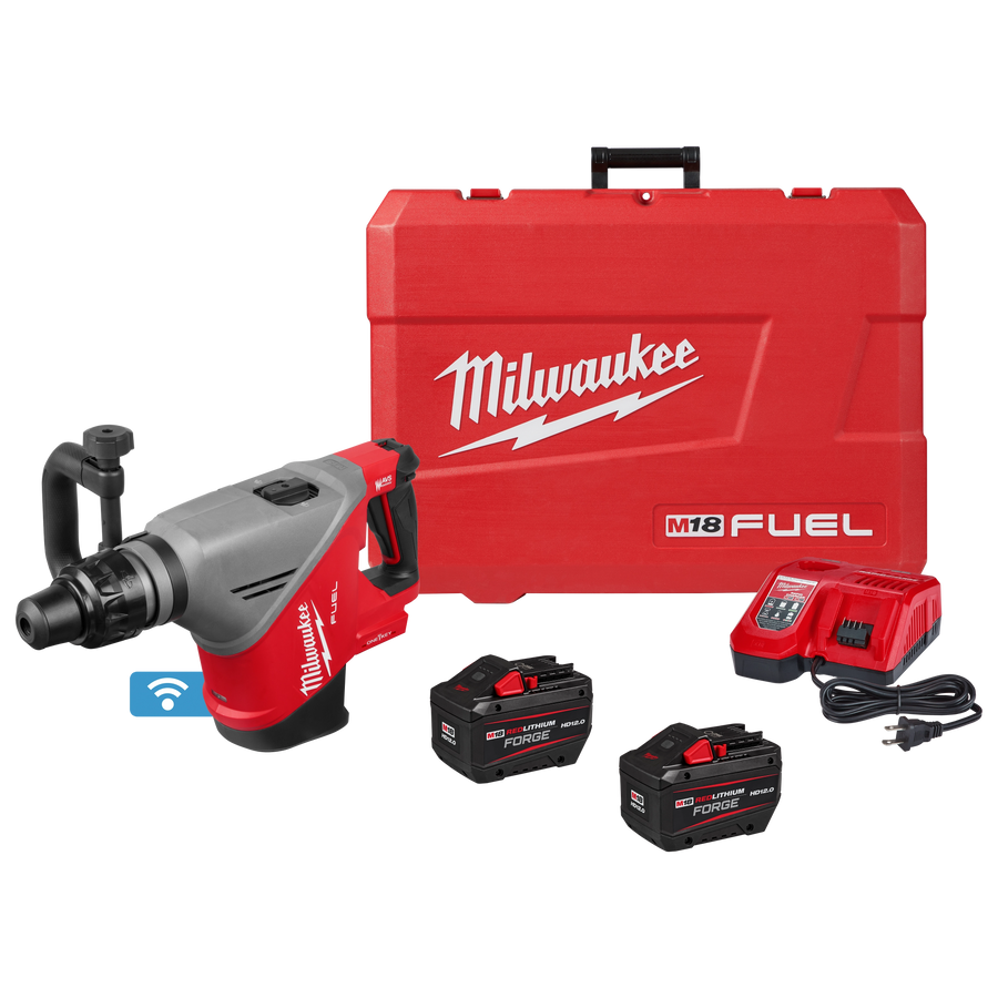 Milwaukee M18 FUEL 18 lb SDS MAX Demolition Hammer Kit w/ ONE-KEY 3018-22HD with case, two HD12.0 batteries and charger