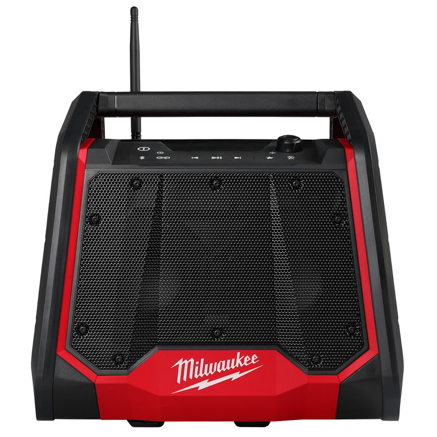 Milwaukee M18 Bluetooth Jobsite Radio + Charger 2956-20 with dual woofers and tweeters