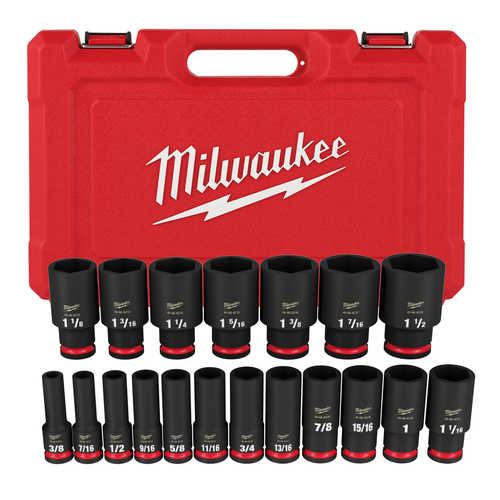 19PC SHOCKWAVE Impact Duty 1/2" Drive SAE Deep 6 Point Socket Set 49-66-7012