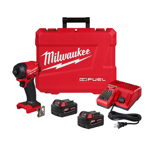 Milwaukee M18 FUEL SURGE 1/4 inch hex hydraulic driver kit 2761-22 with two batteries, charger and case
