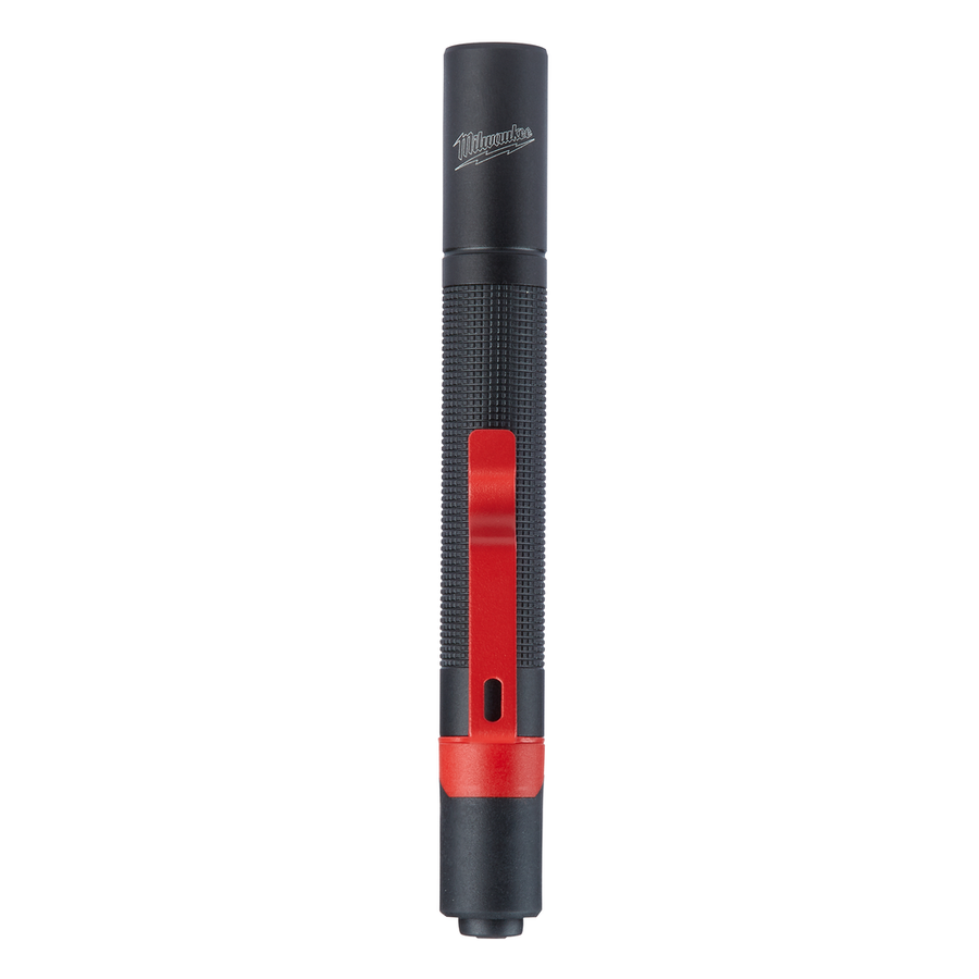 Milwaukee Penlight 2105, black aluminum body with red pocket clip