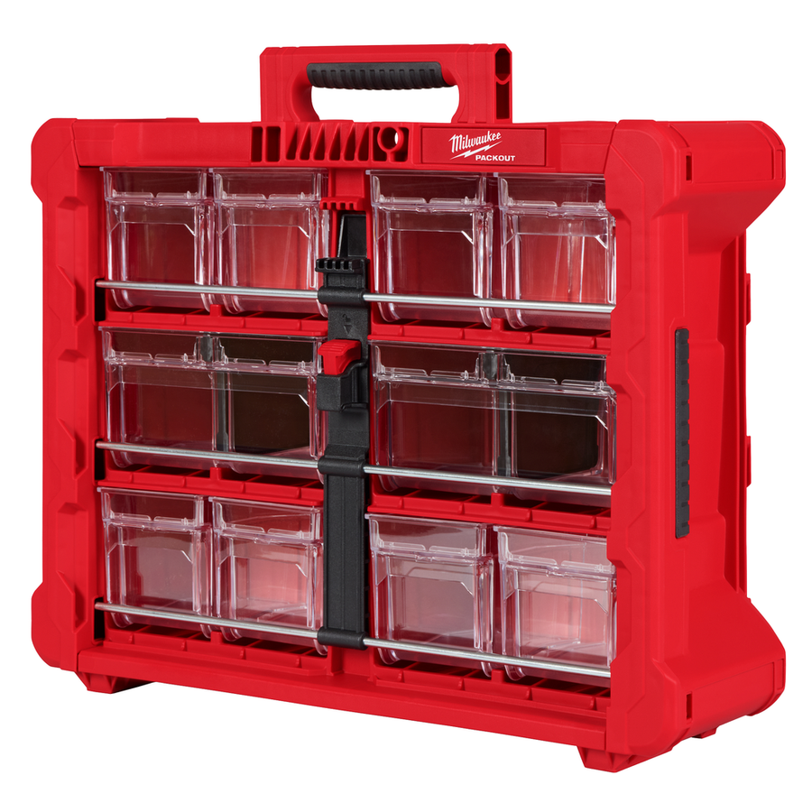 Milwaukee PACKOUT Tilt Bin Organizer 48-22-8433 with 10 removable quick-access bins