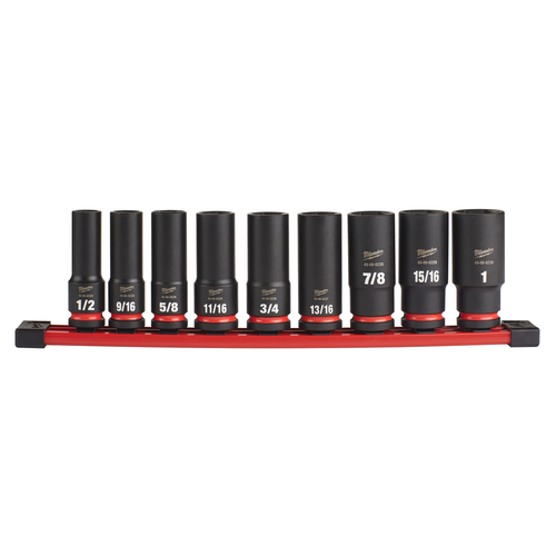 9PC SHOCKWAVE Impact Duty 1/2" Drive SAE Deep 6 Point Socket Set 49-66-7022