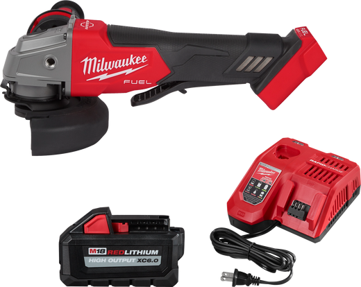 Milwaukee M18 FUEL 4-1/2 in. / 5 in. Braking Grinder Kit 2880-22 with HIGH OUTPUT batteries and charger